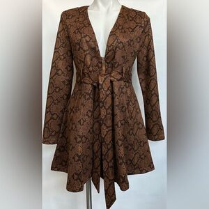 Triple Seven Snake Print Dress Long Sleeve Size M